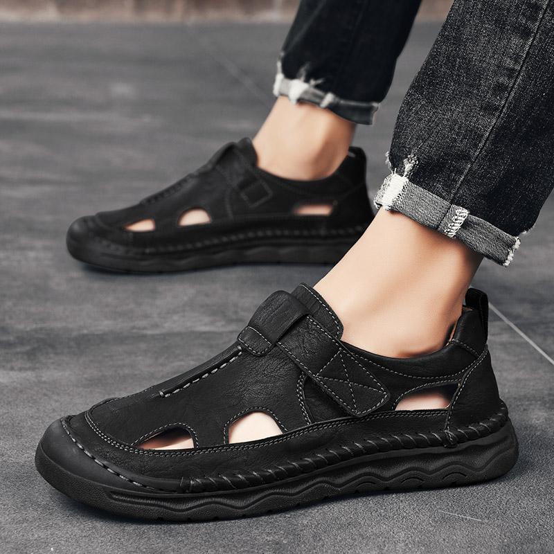 

Модные Новые Летние Дышащие Мужские Сандалии Модные Римские Сандалии Ручной Работы Кожаные Мужские Повседневные Туфли Платформа Уличные Мужские Пляжные Сандалии 38 чёрный