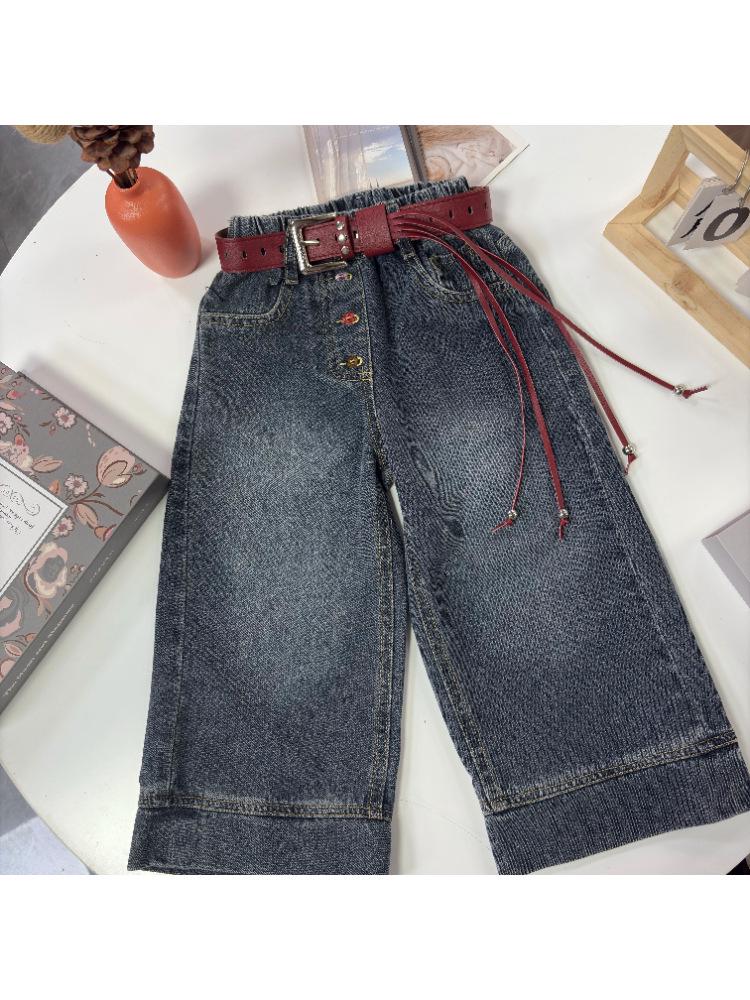 

Girls High Waist Wide Leg Jeans - Versatile Street Style Fashion for Big Kids, Autumn 2025 Collection 150 cm