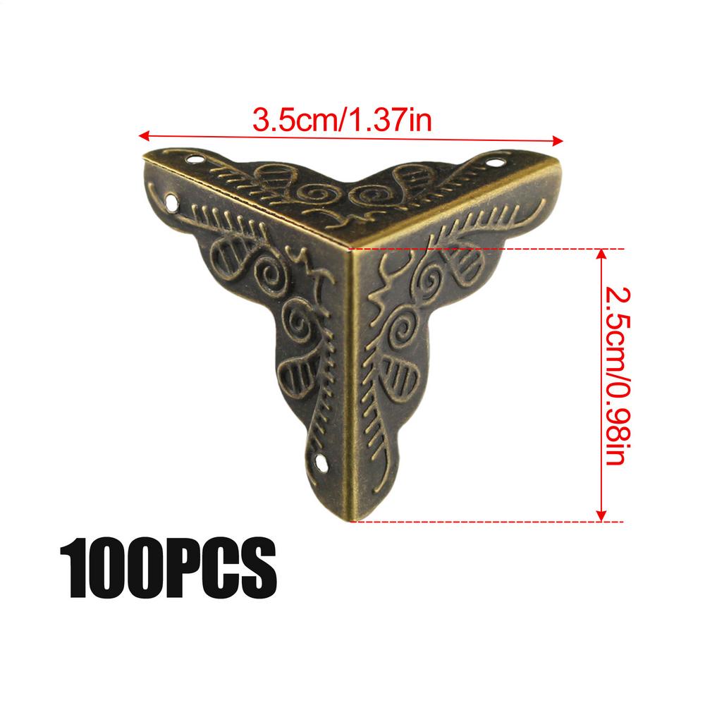 100PCS Retro Box Corner Protectors Decorative Box Corner Guard Elegant Corner Protectors for Wooden Steps Stair Dust Corners