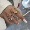 Korean Fashion Copper Color Geometric Hollow Rings For Women Couple Simple Exaggerated Open Adjustable Finger Rings Jewelry