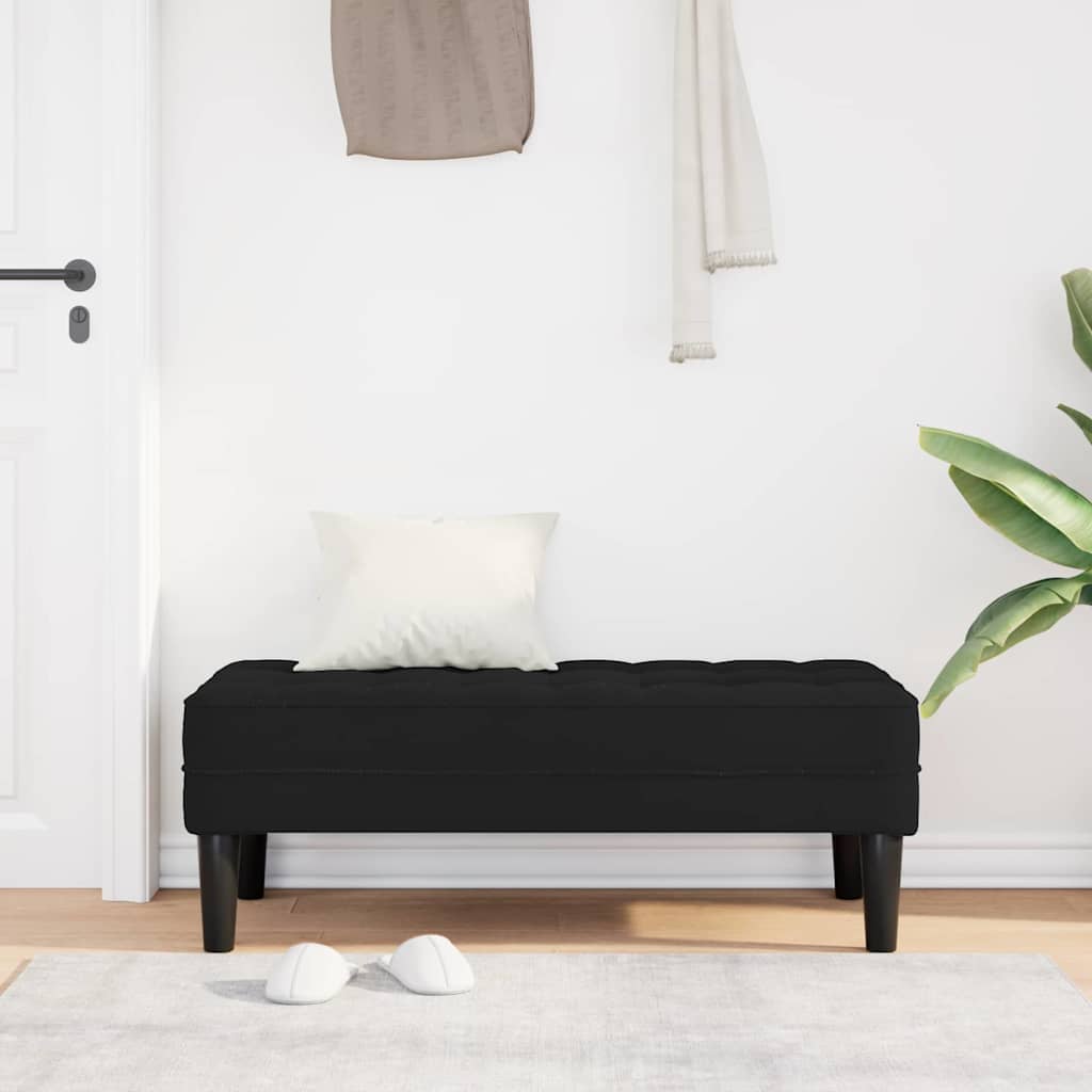Black Velvet Ottoman Bench with Cushion 113 X 57 X 39 Cm