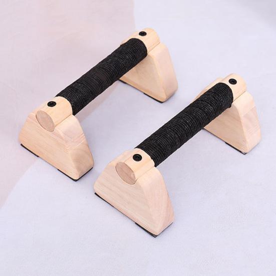 2Pcs Wooden Push-Up Bar Stand Ergonomic Anti-slip Grip Home Gym Floor Workout Strength Training Push-up Parallettes Bar Fitness Handle