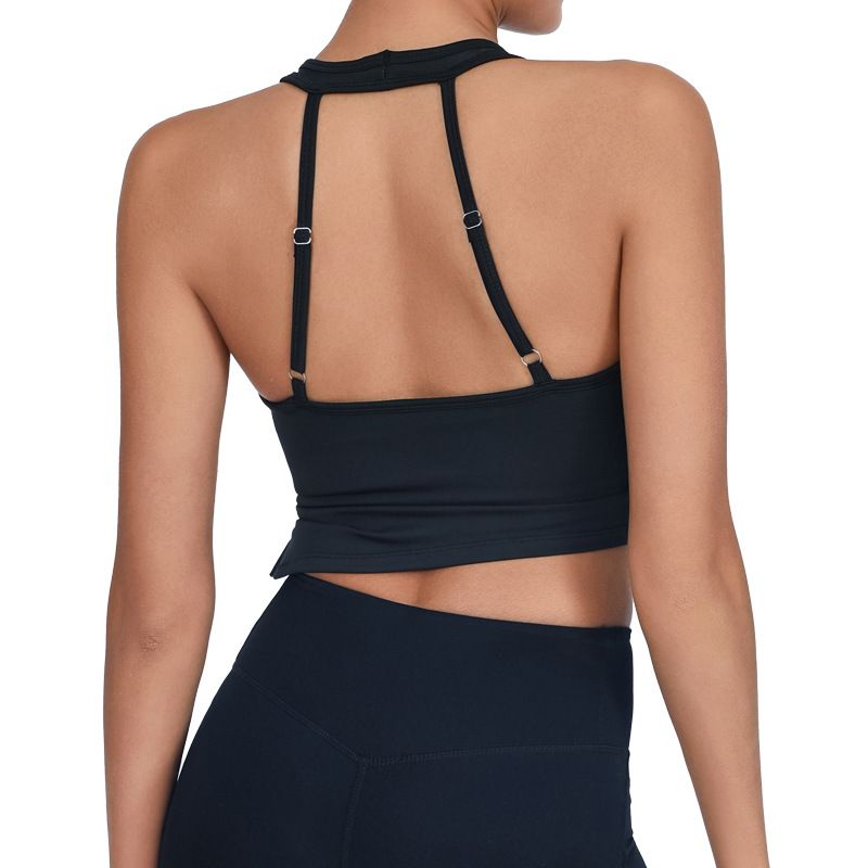 Foreign Trade with Chest Pad Cross-Border Fashion New Arrival Yoga Split Vest Women's High Elastic Quick-Drying Beauty Back Exercise Workout Top