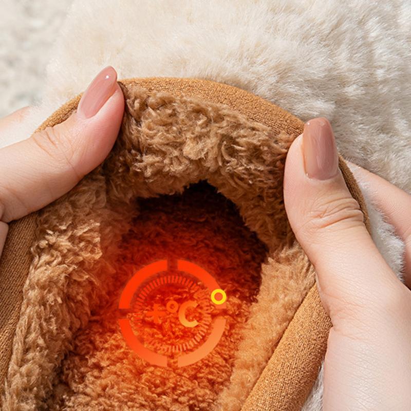 Fashion Chunky Platform Fluffy Fur Indoor Slippers Women 2025 Winter Warm Short Plush Non Slip Bedroom Slippers Cotton Home Shoes Size45