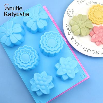 6 Gruppi di 3 Stampi in Silicone a Forma di Fiore Diversi Stampo per Torta della Luna Stampo in Gesso per Aromaterapia