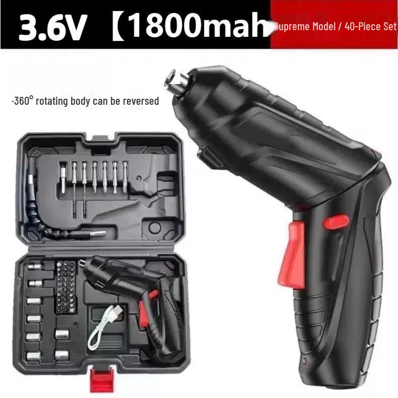 Electric Screwdriver Multifunctional Tool Set with Lithium Battery Rechargeable Drill and Household Toolbox.