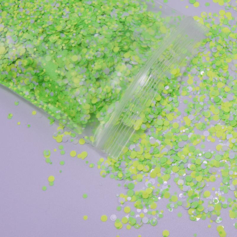 50g X 1bag Nail Round Flake Sparkly 12-Design Ultra-thin Chunky Dazzling Multi-Color Colorful Flakes DIY Nail Tip Art Decoration