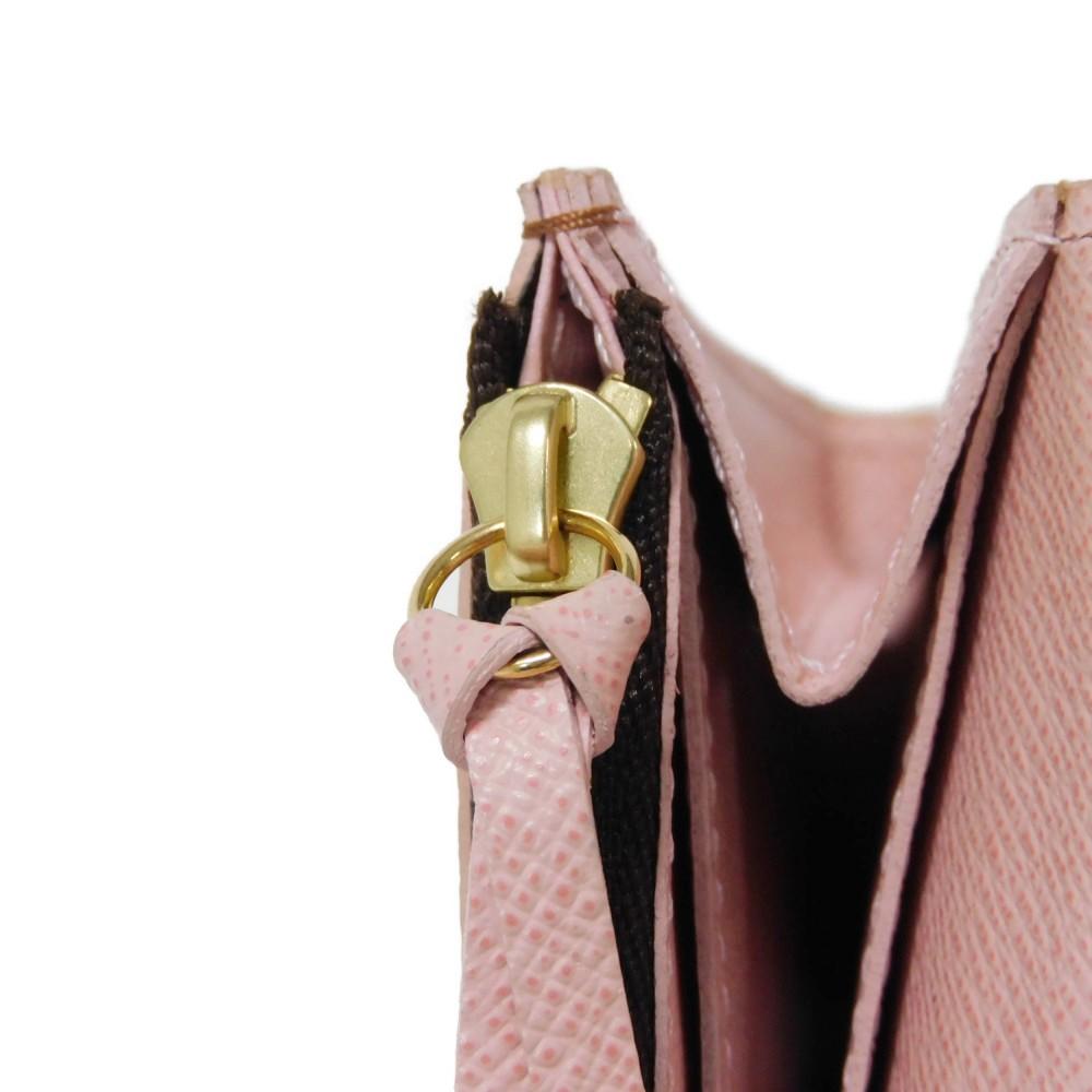 Used 12564 Portefeiulle Kaisa N61227 7940 Logo Ebene Brown Pink Bifold Two-tone Damier Rose Ballerine Ladies from Japan