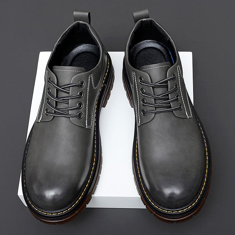 

2024 Осень Новые Высококачественная Кожа Роскошная Обувь На Шнуровке Классическая Уличная Спортивная Мужская Обувь Мужская Рабочая Обувь с Коровьей Подошвой 44 серый