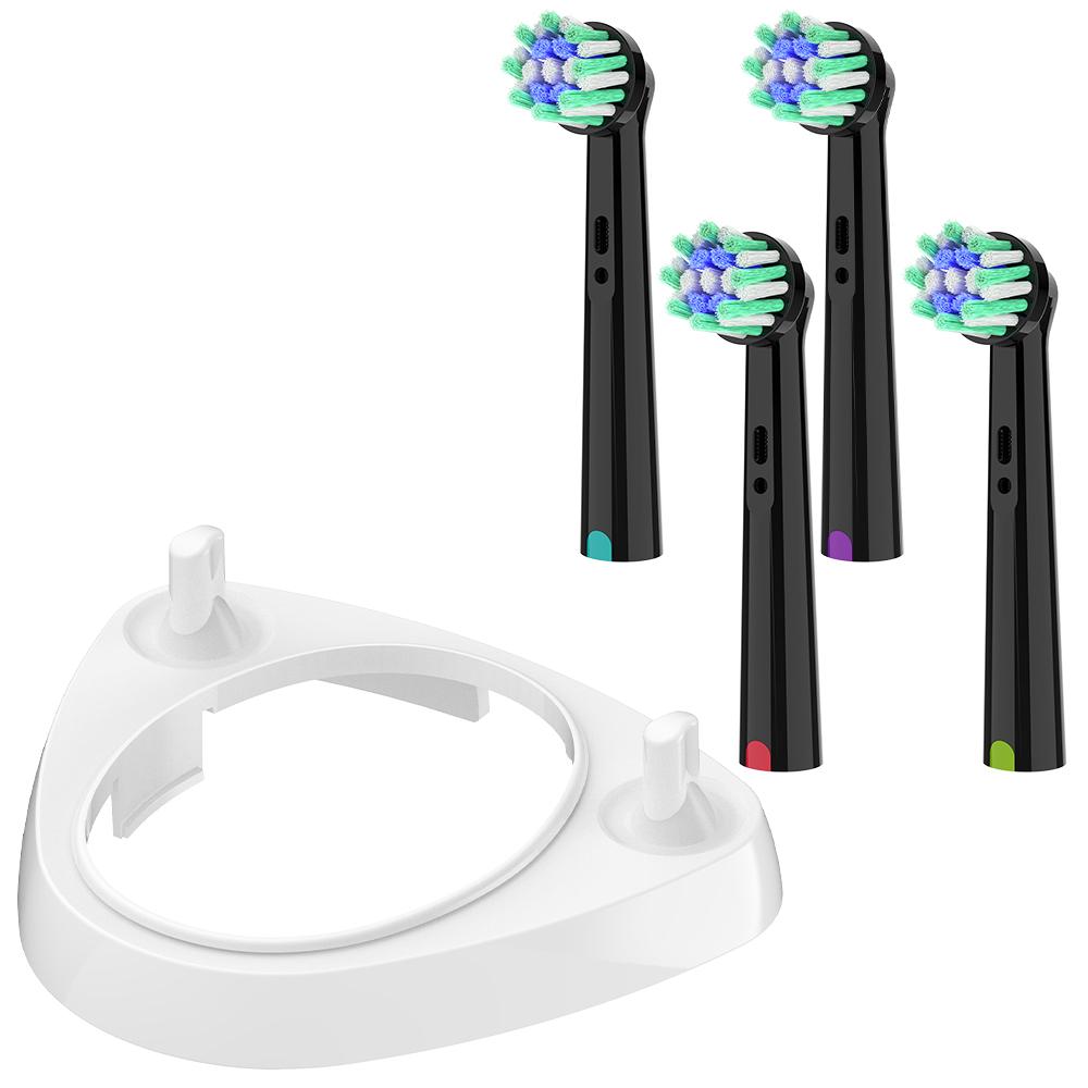Replacement Cross Action Brush Heads and Toothbrush Head Holder Set, Compatible with Oral B Electric Toothbrushes, for 1000 3000