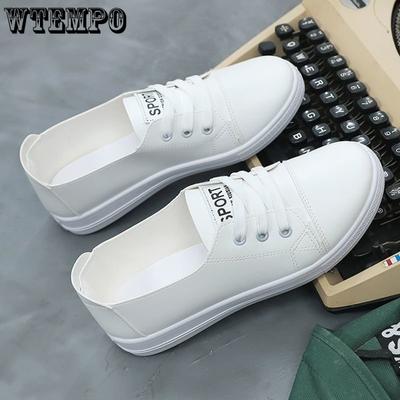 Lace-up Small White Shoes Female Student Flat Shoes Korean Version Comfortable Lightweight Soft Sole Single Shoes Casual Non-slip Skate Shoes