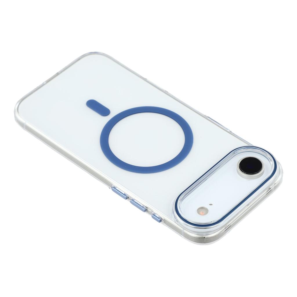 For iPhone Air Magnetic Case Clear PC Phone Back Cover with Metal Buttons