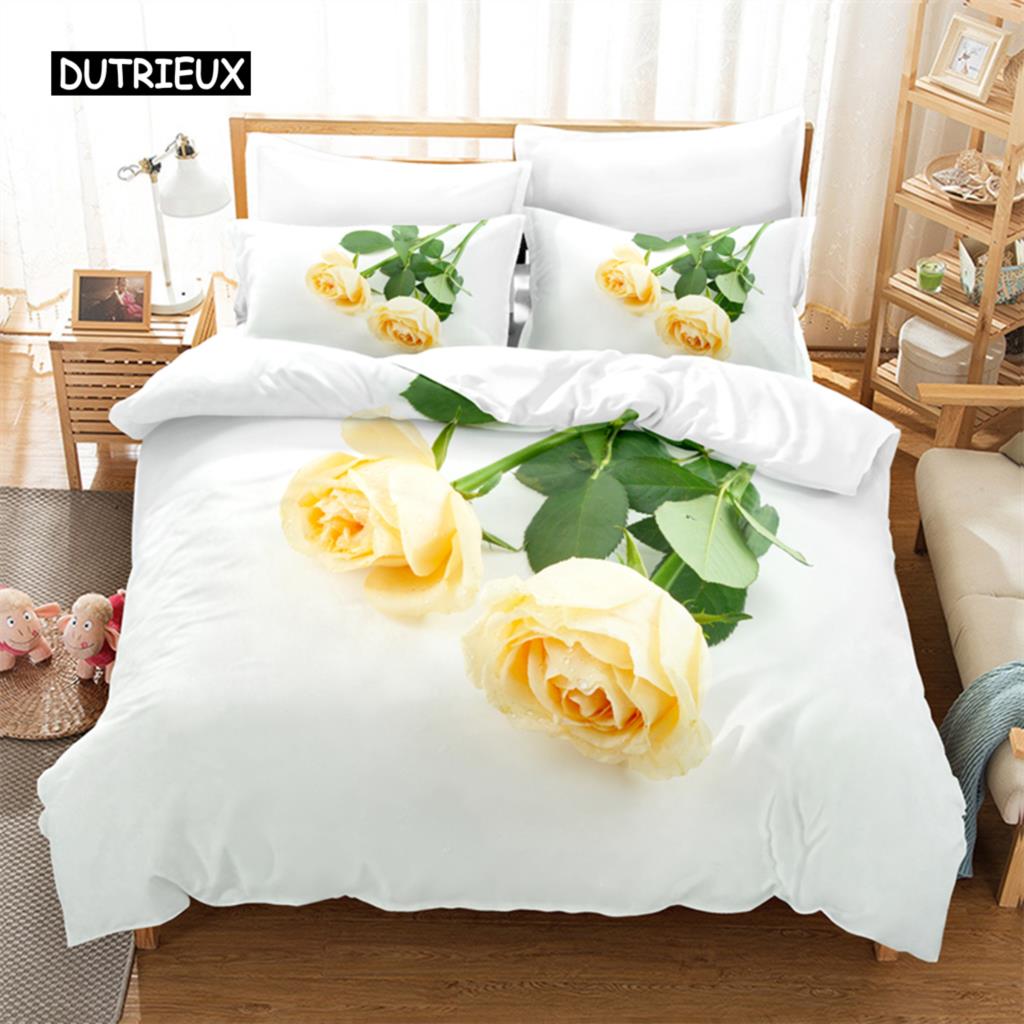 Beautiful Flowers Bedding Set Duvet Cover Set 3d Bedding Digital Printing Bed Linen Queen Size Bedding Sets Fashion Design