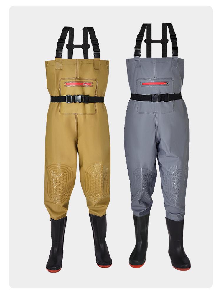 Heavy-Duty Waterproof Overalls: Thick, Wear-Resistant Half-Body Waders for Aquaculture.