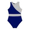 Kids Girls Sleeveless Round Neck Mesh Patchwork Hollow Back Contrast Color Dance Gymnastics Leotards
