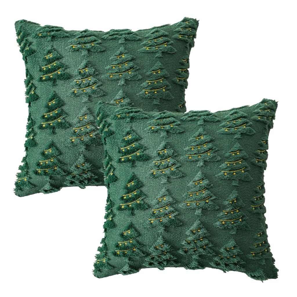 2Pcs Christmas Tree Pillow Covers Square Cushion Cover 18X18 Inch Christmas Decorations Pillowcases for Winter Home Decorations