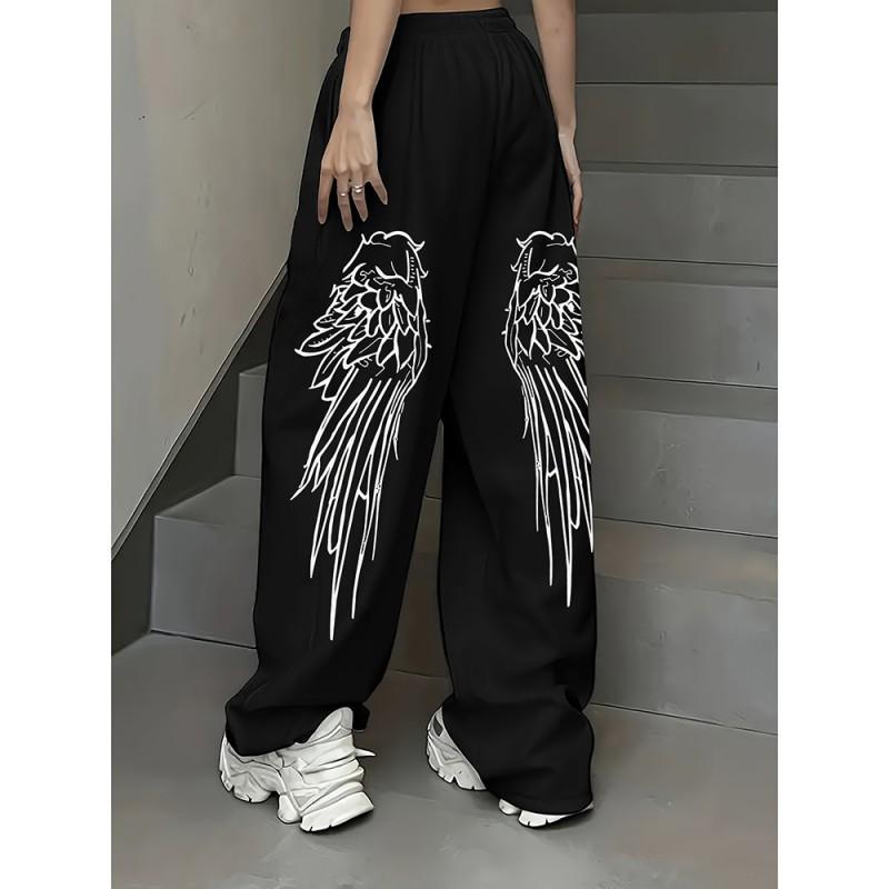 Womens High Street Hip Hop Loose Straight Leg Casual Pants