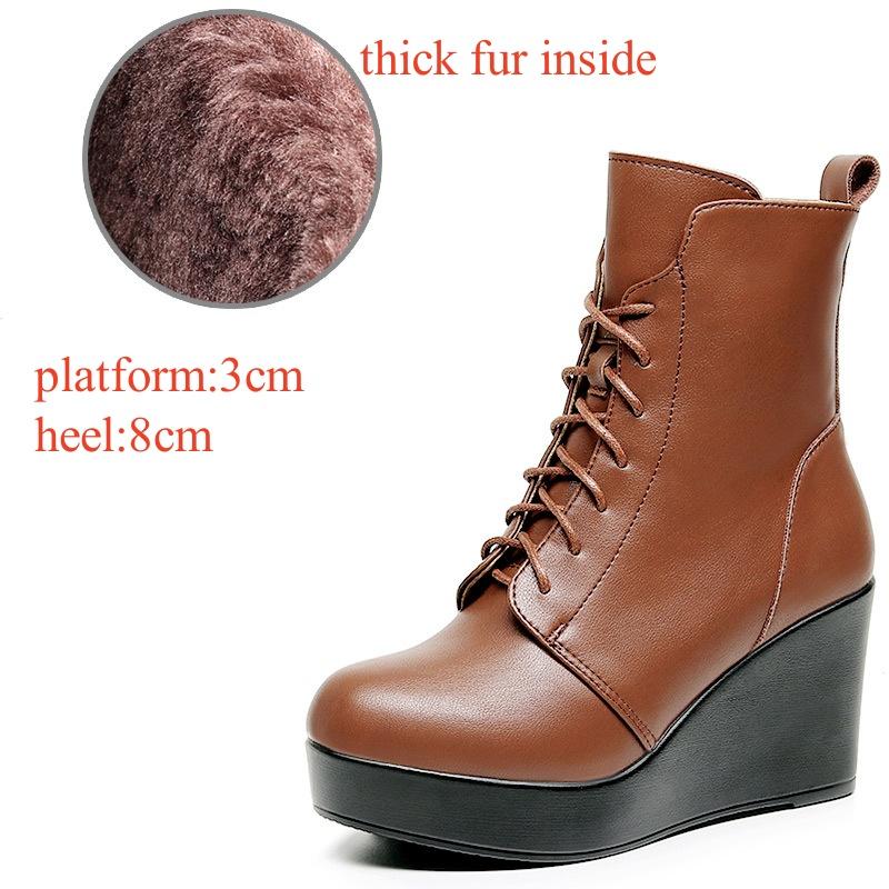 

6см 8см Маленький Большой Размер 33-43 Винтажные Ботильоны из Мягкой Кожи Женская Обувь на Платформе Осень 2025 Высокий Каблук Танкетка Короткие Ботильоны 43