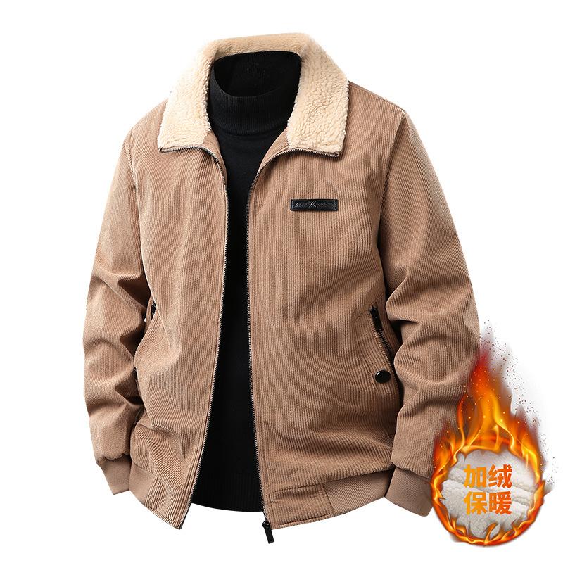 

New Fashion Men Winter Corduroy Down Jackets Good Quality Man Fleece Warm Parkas Casual Coats Male Thicker Warm Coats Size 5XL M хаки