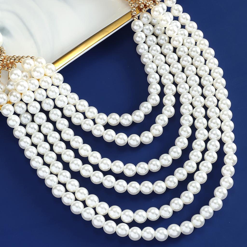 Multi Layer Imitation Pearl Necklace Sweater Chain Jewelry Accessory
