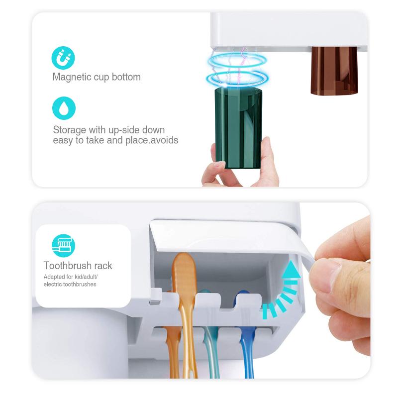 1 Set Of Toothbrush Holder Wall-mounted Non-perforated Automatic Toothpaste Dispenser Toothbrush