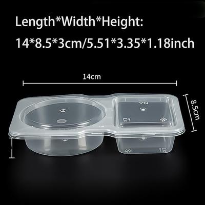 15pcs Double Compartment Condiment Containers for To-go Sauce, Travel Snack