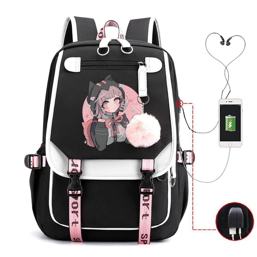 Leisure Travel Bag Peripheral Backpack Women's Large-capacity USB Korean Version Student Schoolbag