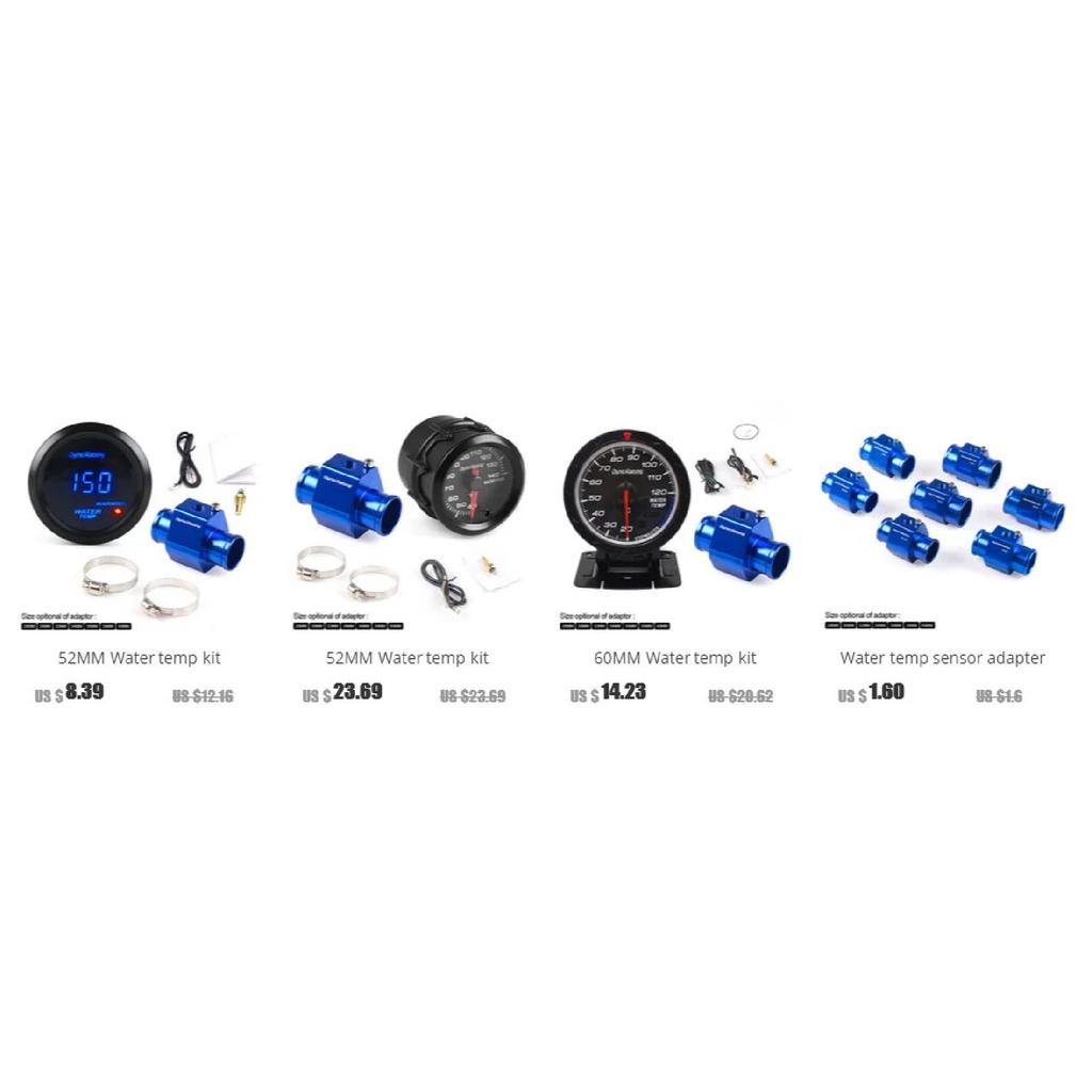 Racing TOTOP 60mm Water Temperature Gauge 20-120 Celsius With 1/8NPT Water Temperature Seal Pipe Sensor Adapter