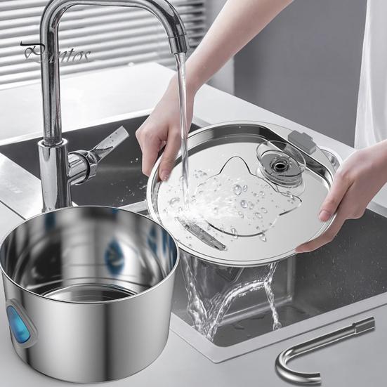 Large Capacity Pet Water Fountain Cat 3.2L/108oz Purify Stainless Steel Drinking with Filtration System Silent Pump Healthy Living for Home