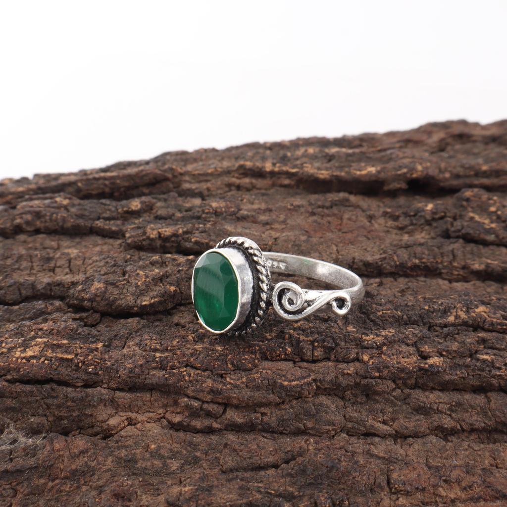 Green Onyx Gemstone Jewelry, 925 Solid Sterling Silver Ring , Handmade Beautiful Ring, Healing Jewelry For Anniversary Gift