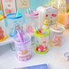 Kawaii Cartoon Pen Holder Desktop Organizer INS Transparent Pencil Case Cosmetics Brush Storage Box Home Decoration Accessories
