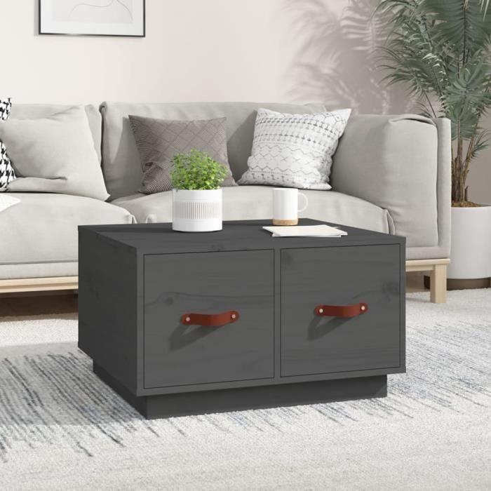 820968 vidaXL Table basse Gris 60x53x35 cm Bois massif de pin