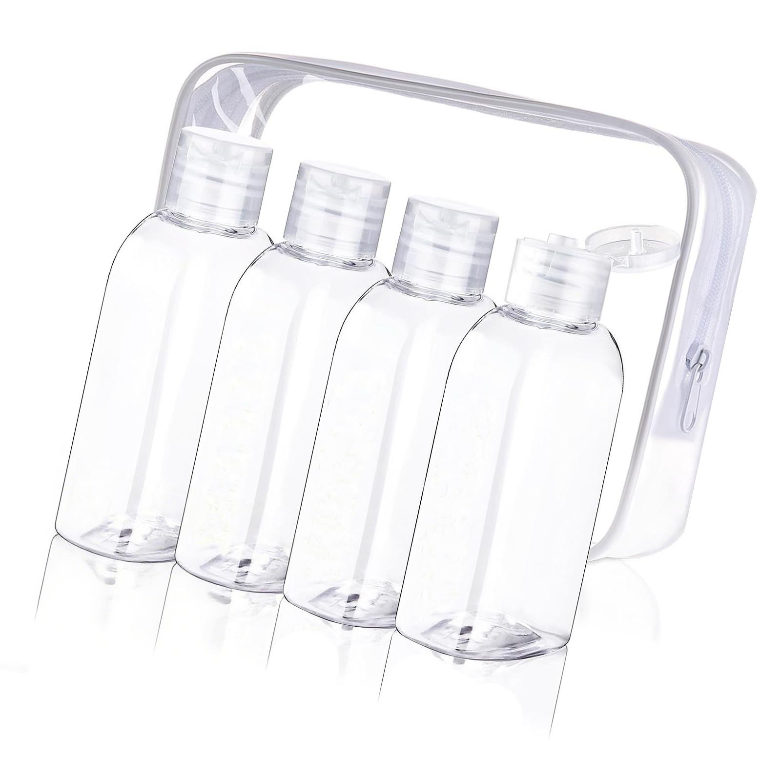 

4pcs 100ml Leak Proof Travel Bottles for Toiletries Reusable Shampoo and Conditioner Containers Plastic Squeeze Bottles