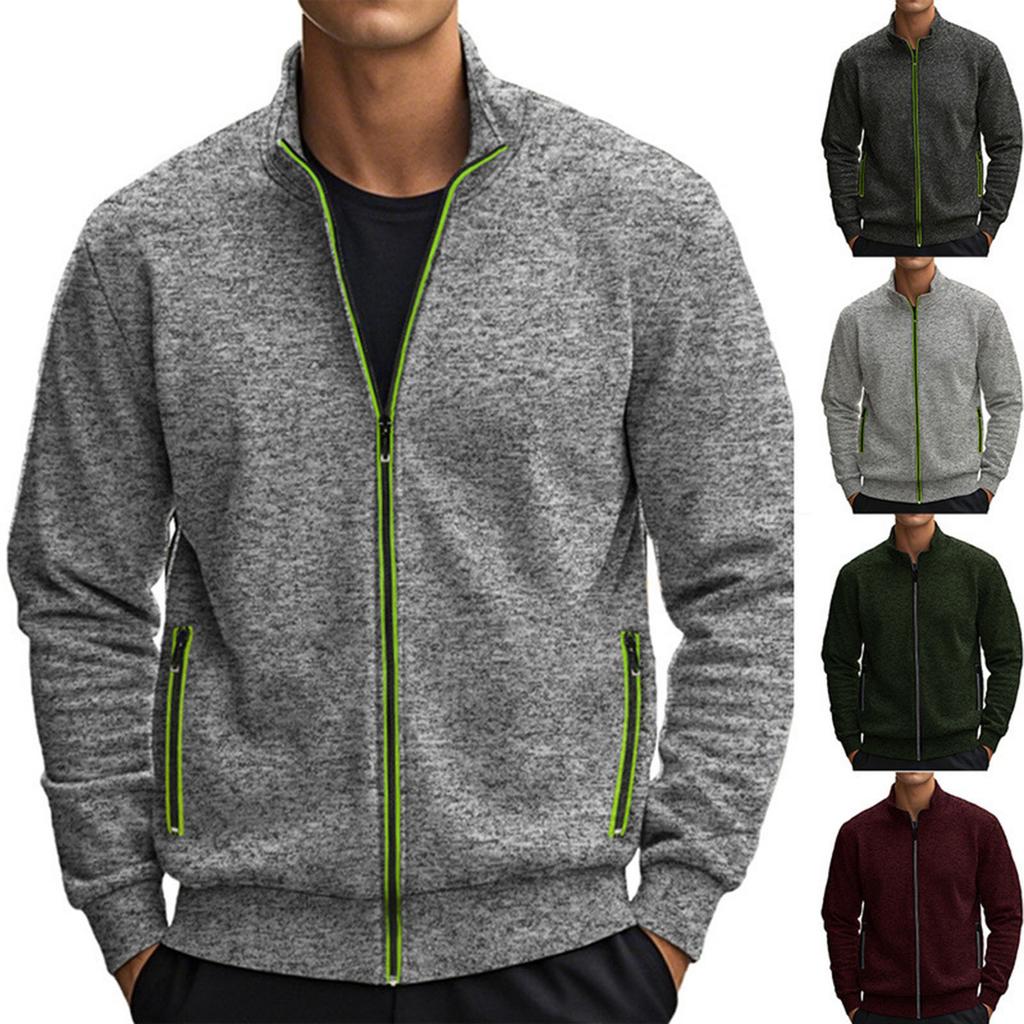 Men's  Standing Collar  American Style  Adding Fleece  Hoodie  Coat