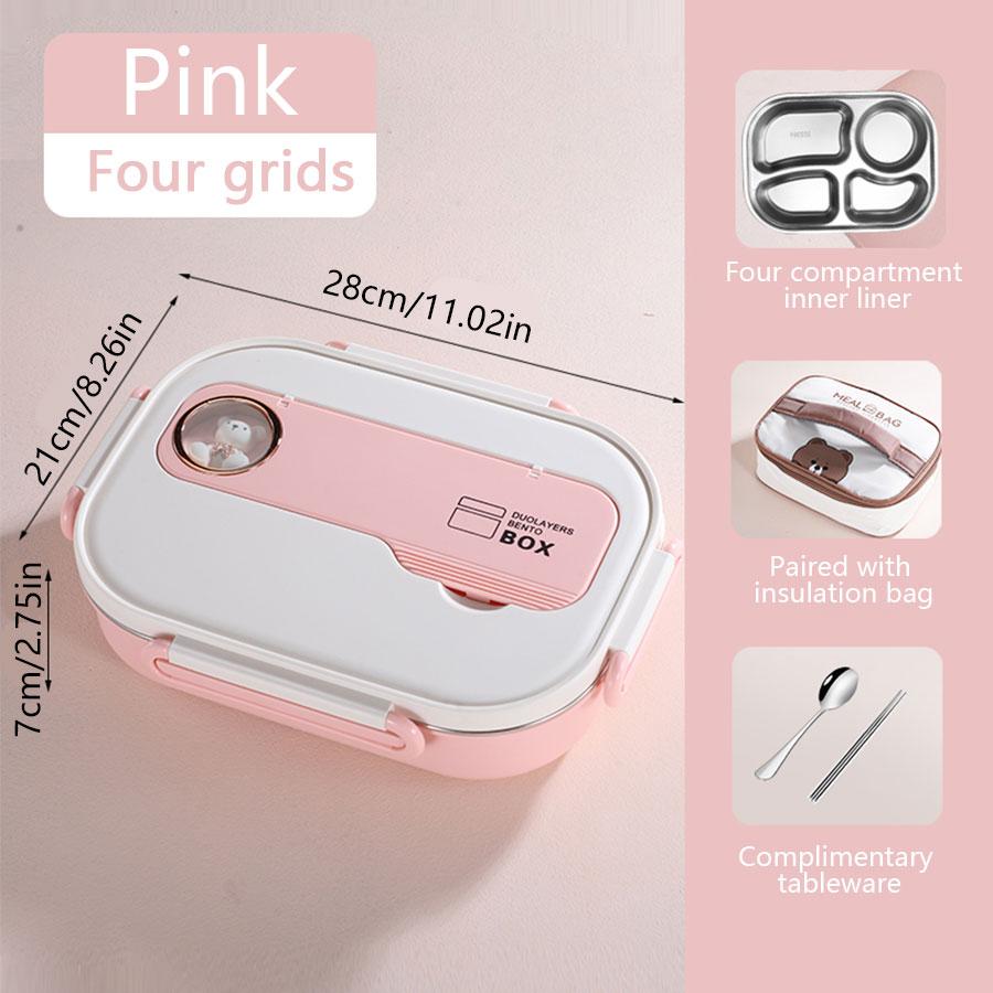 SUS304 stainless steel office worker student portable lunch box, soup bowl, partitioned sealed microwave oven heating