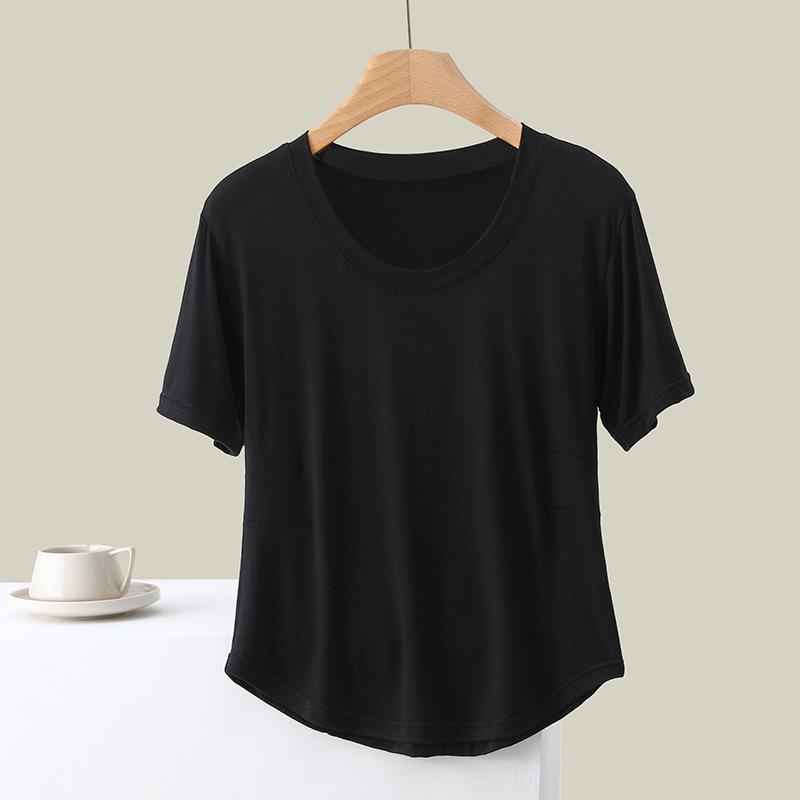 

Women s Slim Ice Silk Short-Sleeve Round Neck T-Shirt XL
