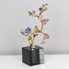 Metal Handicraft Golden Tree Crystal Flower Brass Amethyst Decoration Golden Bird Metal Decorative Figurines Home Decoration