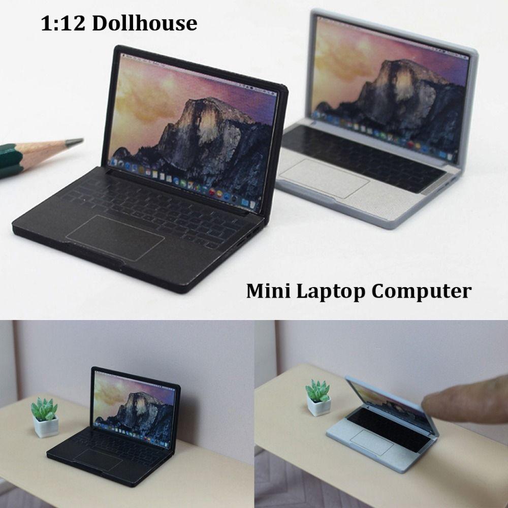 1:12 Tastatur Stol Skrivebord Sett Mini Bærbar PC Ny Hjemmestudie Rom Møbler Dekor