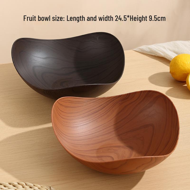 Creative Geometric Wood Grain Fruit Bowl - Retro Chinese Candy & Snack Display