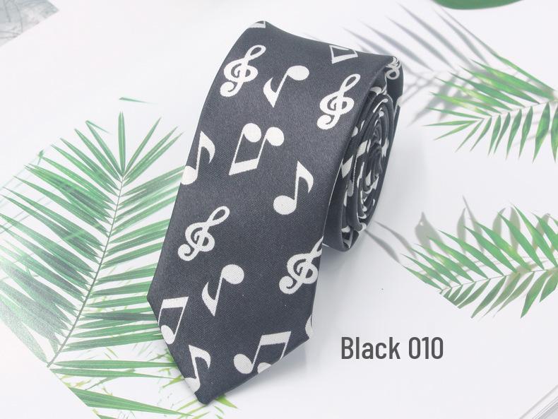 

Five-Line Stave Student Handmade Shiny Imitation Silk Tie, 5cm Narrow, Korean Style for Men and Women
