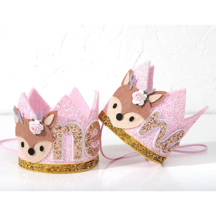 Winter Onederland Deer 1st Birthday Hat - Christmas Reindeer Birthday Crown, Miss OneDeerful First Birthday Decor