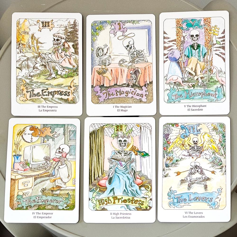 10.3*6cm Tarot of The Dead, 78 Skeleton Tarot Cards - Watercolor Skull Art Divination Tarot Deck for Tarot Reading