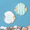 2 Pcs Wood Fish Beach Wall Art Wooden School of Fish Wall Decor Nautical Coastal Theme Wall Hanging Ornament for Bathroom Lake House