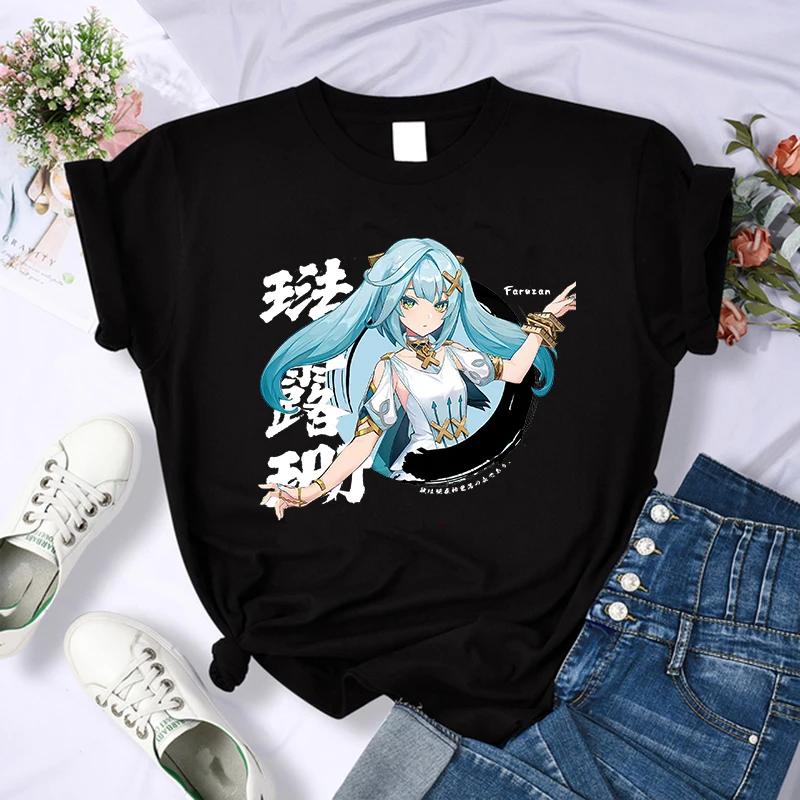 Y2k Female Genshin Impact T Shirt Kawaii Hu Tao Graphic Tees Xiao Kaedehara Kazuha Tshirt 90S Tops Harajuku Tshirt Women