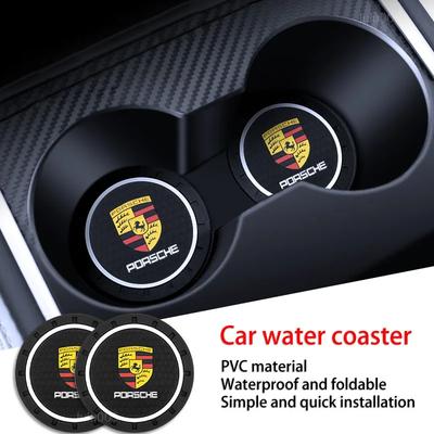 2 Piezas Posavasos Antideslizantes para Coche Accesorios para Portavasos de Agua Para Cayenne Macan 911 Gt3 918 928 944 968 Boxster Panamera