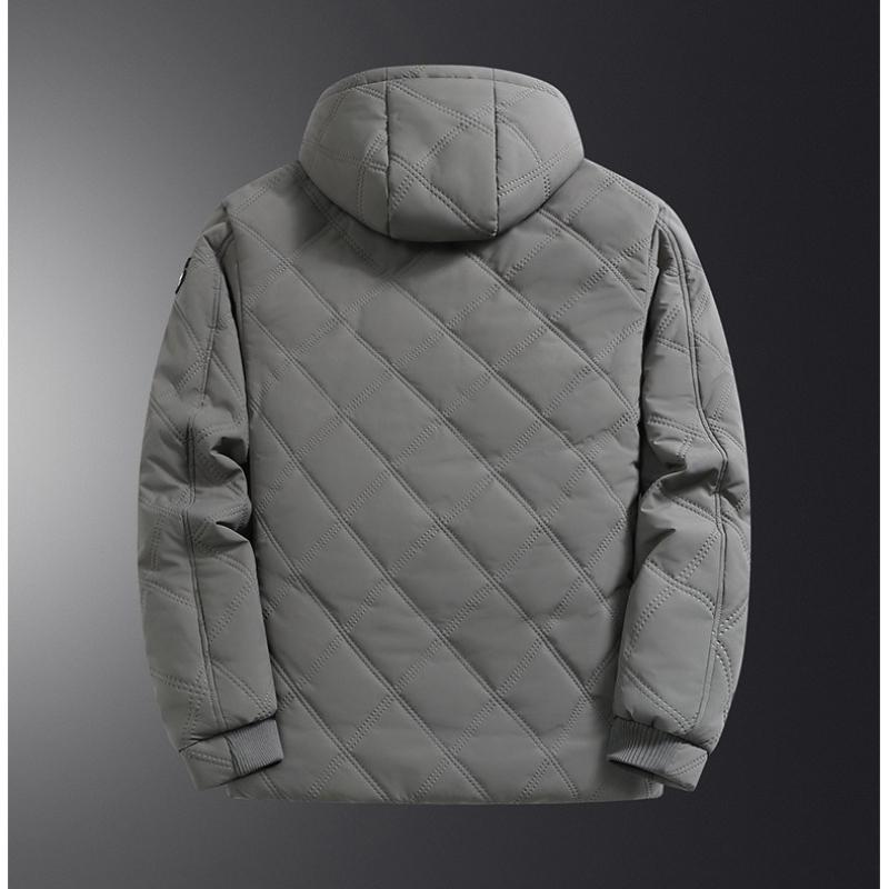 Men's Hooded Warm Fleece Lined Jacket Winter Thermal Coat Outdoor Sports Leisure Clothes Windproof  Paternal Coat