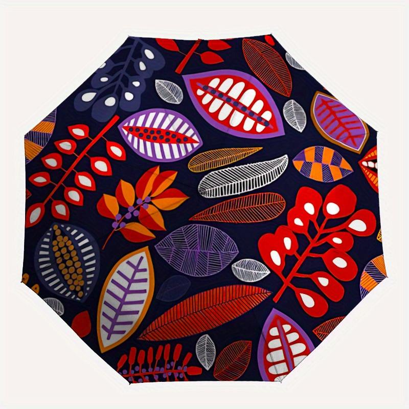 

1pc Leaf Pattern Automatic Open/Close Umbrella, Portable Folding Umbrella for Travel, Themed Events, It is suitable as a gift for various festivals, O