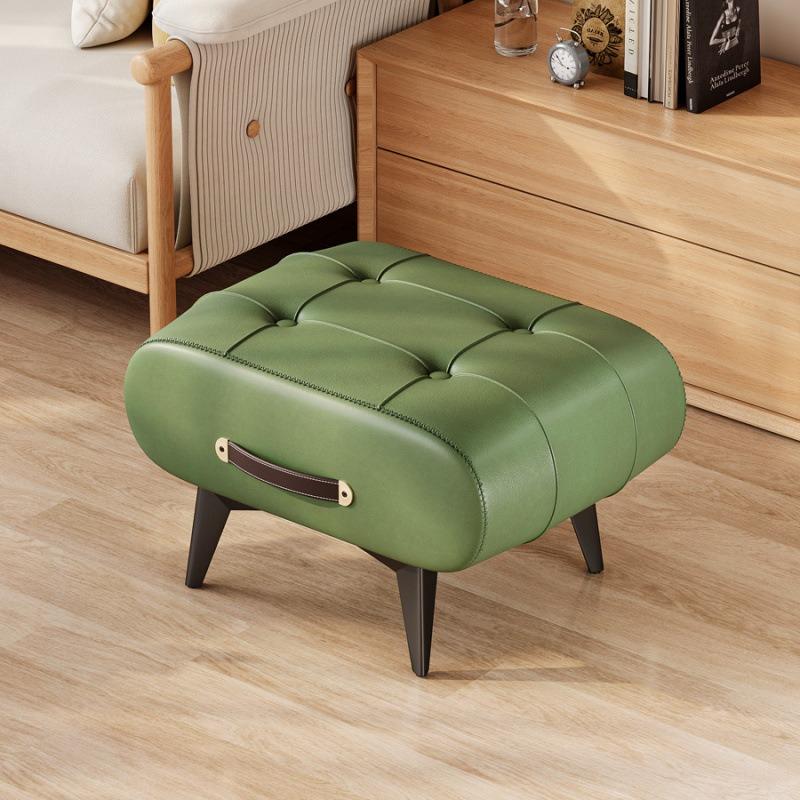 A High-quality Oil-and-wax Leather Low Stool, Footstool, Leather Footrest Stool, Stylish Multifunctional Sofa Side Piece