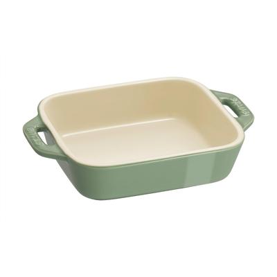 Staub Dish 14cm Ceramic Gratin Dish Oven and Microwave Safe Japanese Ceramic Eucalyptus Color Dish "Rectangular Eucalyptus" [Official Product]