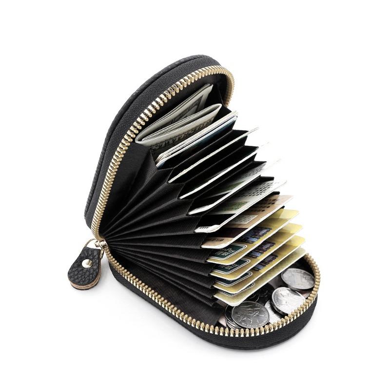 Cute Penguin RFID Card Holder Wallet for Women, Zipper Credit Card Organizer, PU Leather Mini Coin Purse, Accordion Card Case with Keychain